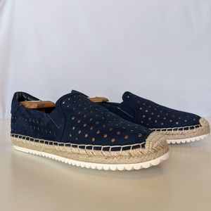 Marc Fisher Blue Suede Mania Perforated Espadrille Slip on